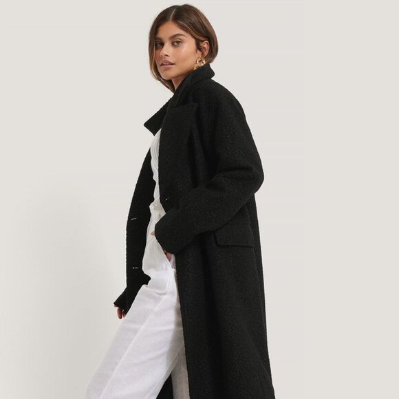 Power Boyfriend Men's Wear Wool & Cashmere Pea Coat Trench -  Black - Picture 1 of 14